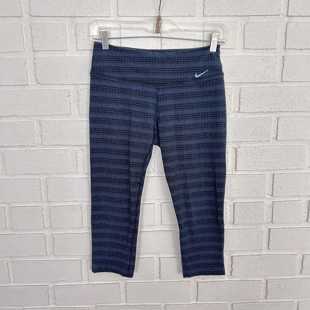 Nike Dri Fit Capri Leggings Womens Small Blue Striped